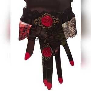 *247RH776 Vintage Red Rose Lace Bracelet & Ring